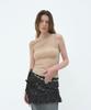 Aobteu Floral Unbalance Sleeveless Top - Beige