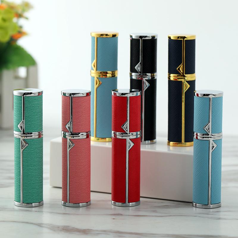 Luxury Leather 5ml Bottom-Fill Perfume Travel Spray Bottle - TSA Approved, Portable Gift.