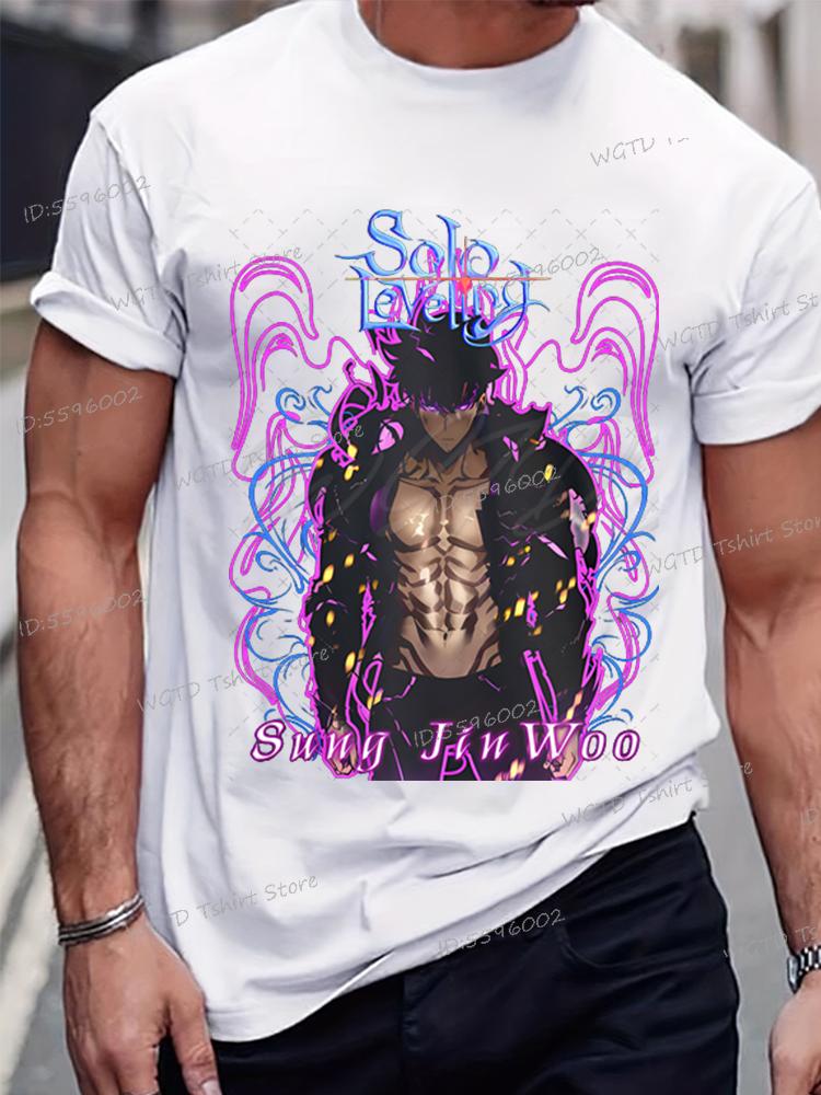 Anime Solo Leveling Tričko Vtipná grafika Sung Jin-Woo Pánské oblečení Krátký rukáv O-výstřih Topy Komiks Solo Leveling Bílá trička