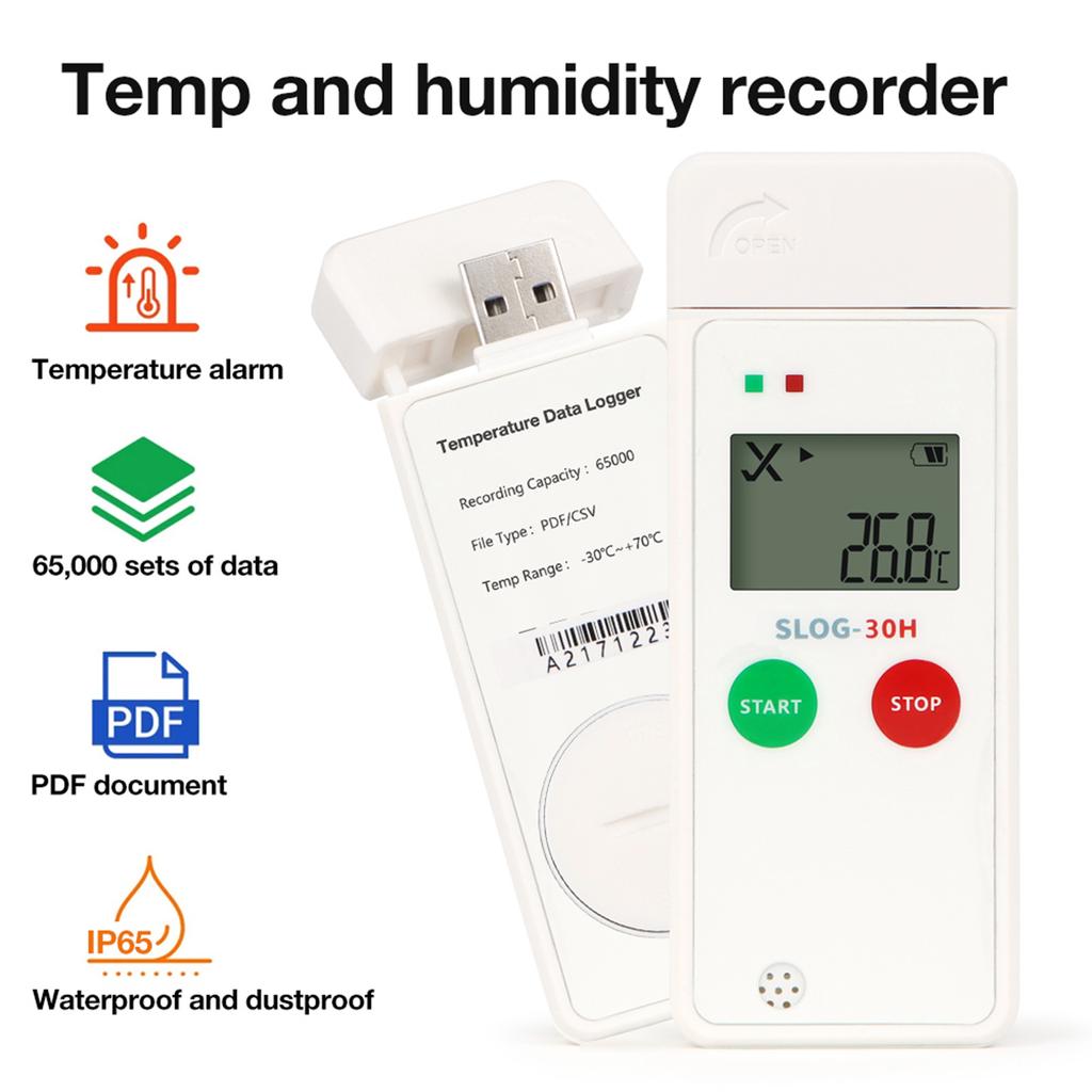 Wireless Temperature Humidity Recorders Small Design Humidity Temperature Meter Easy To Use for Transport Facilities