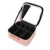 Travel Makeup Case with Large Lighted Mirror 3 Colors LED Brightness Portable Cosmetic Train Case