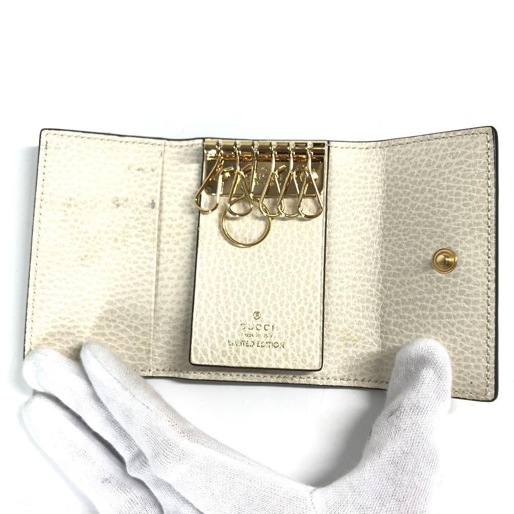GUCCI 456118 logo GG 6 Key Case Key 6P Key Case PVC/Leather Beige