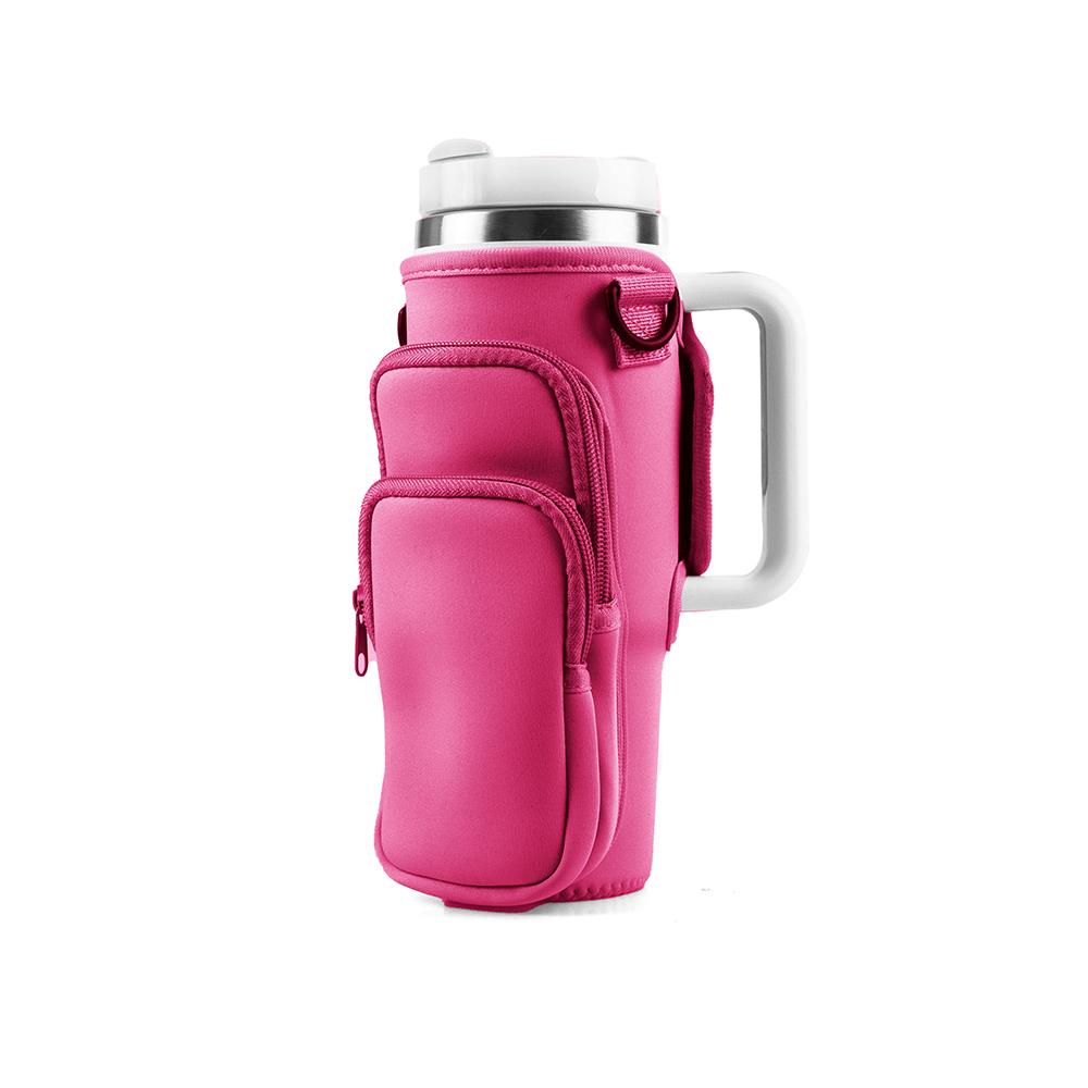 Water Bottle Carrier Bag for 30/40 oz Tumbler with Phone Pocket and Adjustable Strap for Walking Hiking Camping Travelling