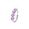 Korean Version Ins Wind S925 Silver Treasure Ring Natural Garnet Crystal Stone Row Inlaid with Versatile Girlfriend Open Ring
