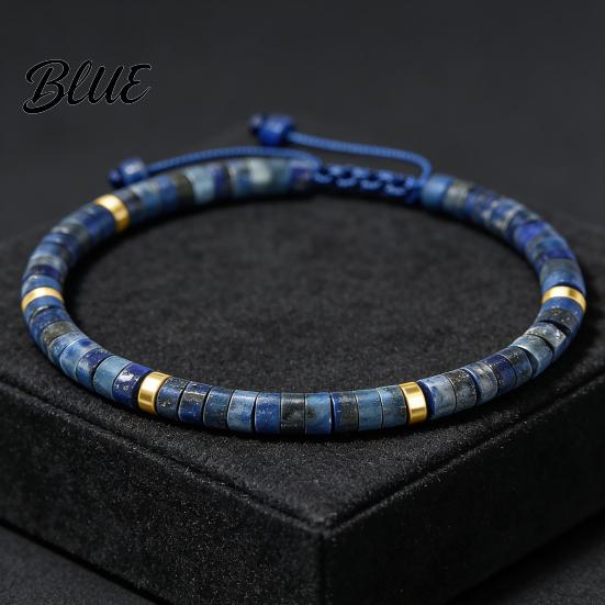 Natural Stone Bracelet Bead Retro Flat Adjustable Boho Flexible Size