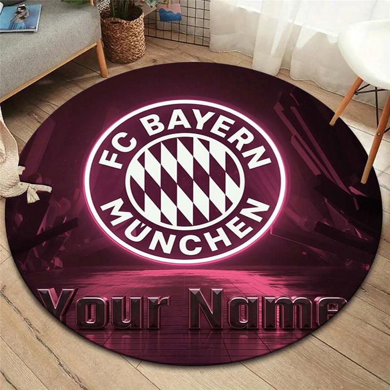 FC Bayern Munchen Custom Name Round Area Rug,Carpet Rug for Living Room Bedroom Sofa Playroom Decor,Non-slip Floor Mat