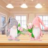 1 Pc Mothers Day Faceless Doll Decoration Tulip Dwarf Plush Gnomes Tabletop Faceless Elf Dwarf Holding Tulip For Mother Home Room Decor