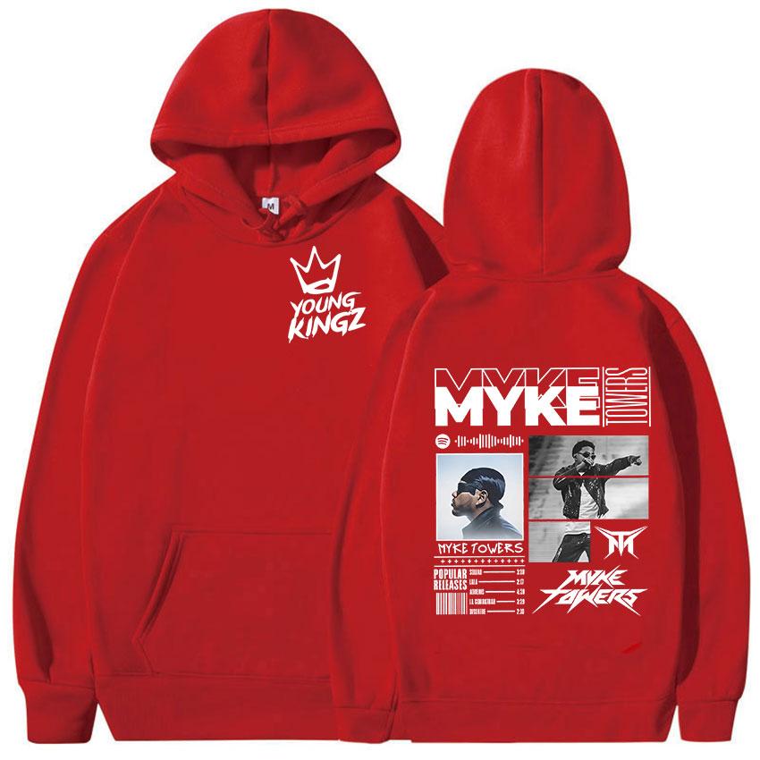 Rapper Myke Towers World Tour 2025 Graphic Hoodie Men's Vintage Long Sleeve Oversized Sweatshirt Fashion Hip Hop Clothing Hooded