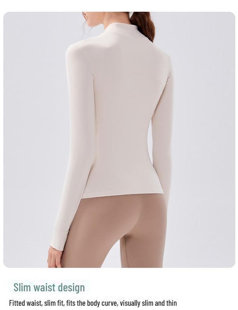 Samt-Reißverschluss Langarm Yoga- und Fitnessjacke für Herbst/Winter Training & Radfahren