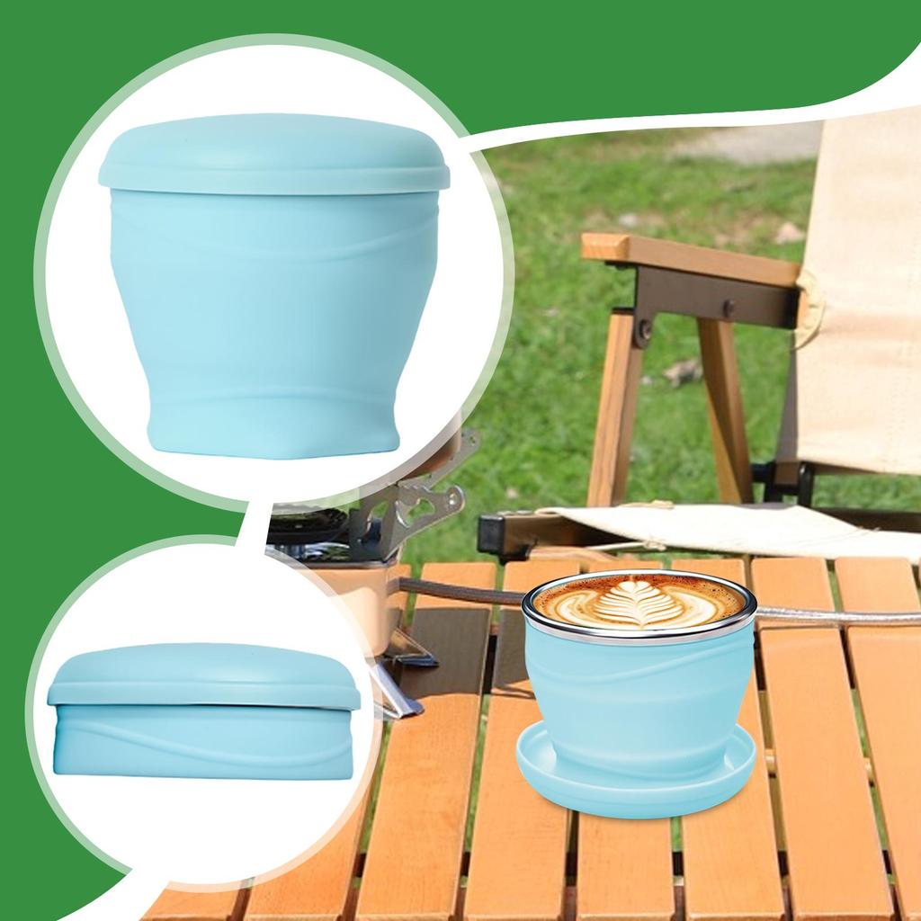 Foldable Cup 180ml Coffee Cup With Lid And Lanyard Portable Mug For Coffee Brewing Cold Drink Juice Outdoor Picnic