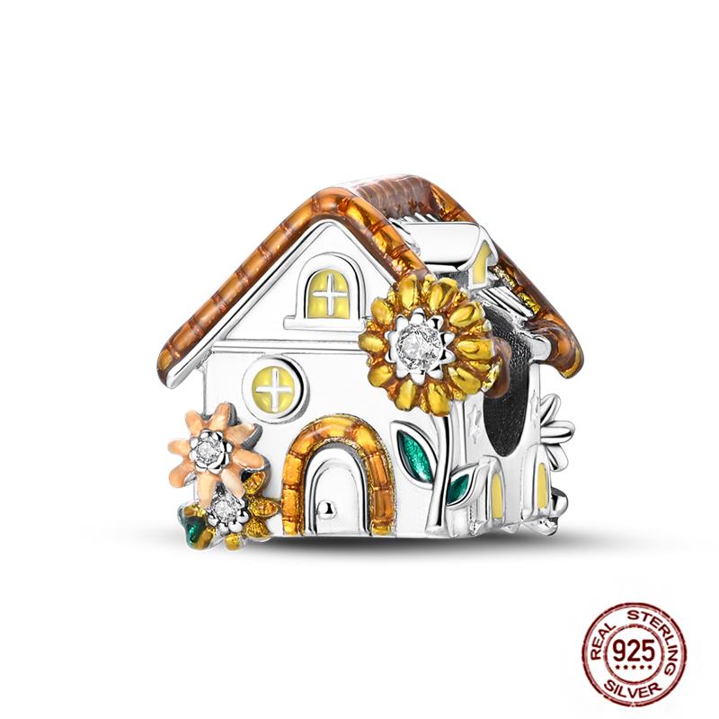 Rose Gold Yellow Charms Copper Sunflower Leopard Firefly Beads Fit Original Bracelet Luminous Charmdiy Jewelry Gift