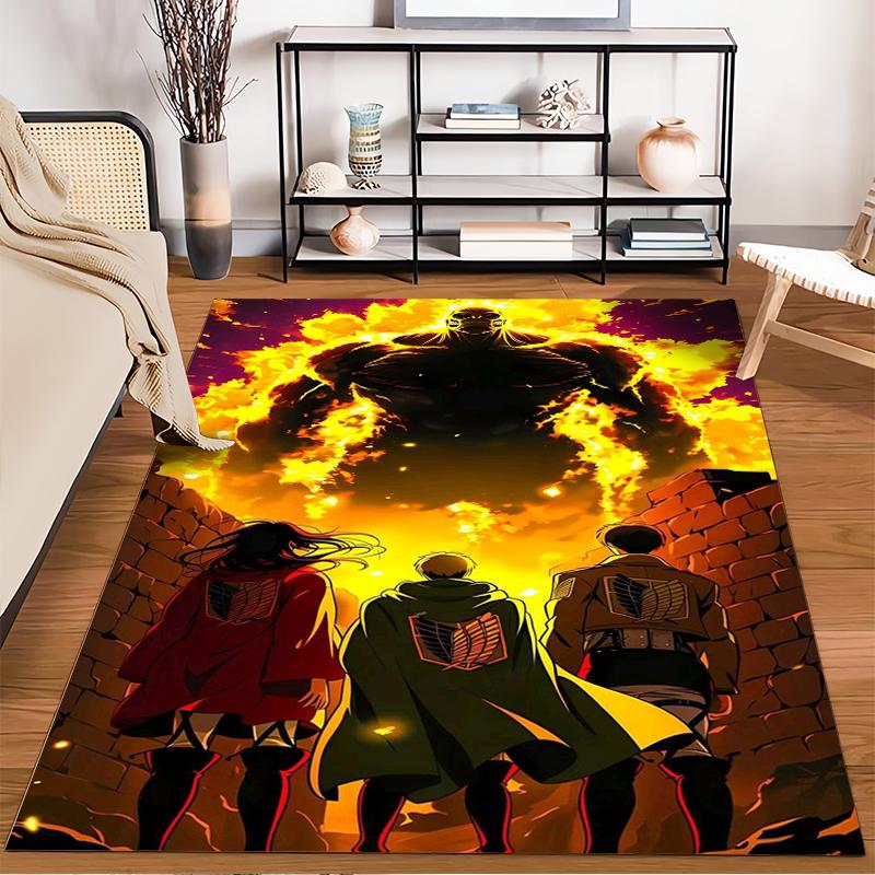 Attack on Titan Fiery Scene Rug Non-slip rug suitable for living room and bedroom sofas