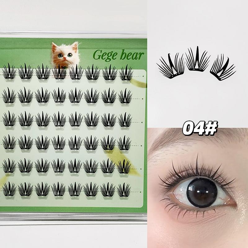 

Gege Bear Natural Comic C-Curl Glue-Free False Eyelashes Segmented Self-Adhesive Lashes Easy to Wear Perfect For Beginners