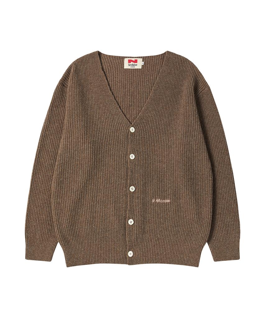 Beyond Closet [Collection Line] Super Fine Merino Wool Waffle Knit Cardigan Brown