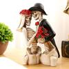 M-Modern-Resin Skeleton Figurine Halloween Decoration Gothic Lovers Romantic Bride & Groom Figurine Wedding Statue Gifts