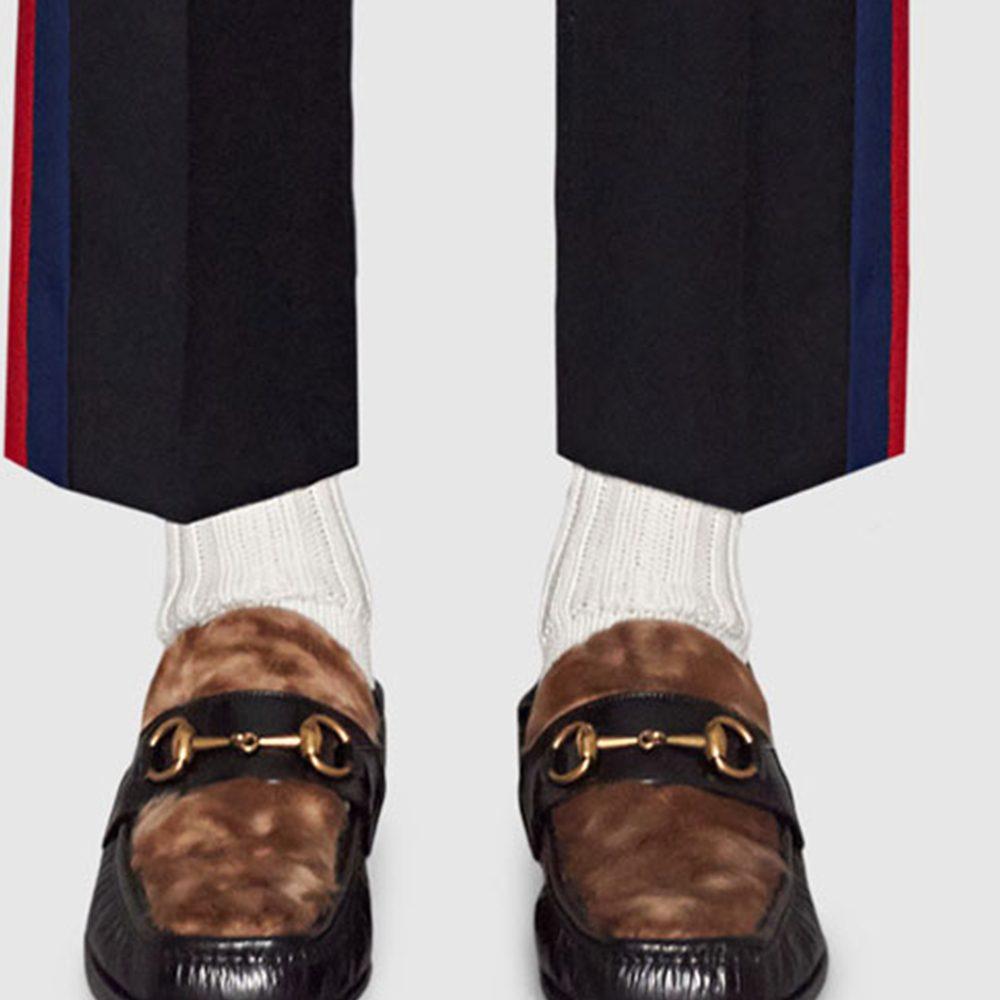 Previous Season Wool cropped pant with stripe 493714-Z6903-1387
