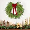 16 Inch Real Touch Norfolk Pine Christmas Wreath for Front Door Faux Cedar Greenery Wreath with Pine Cones And Bows for Wall Window Farmhouse Outdoor