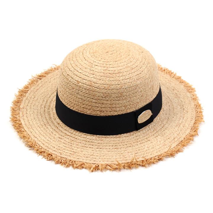 Yunibeosyeolkemiseuteuli Sv Metal Round Natural Raffia Hat Raffia Hat