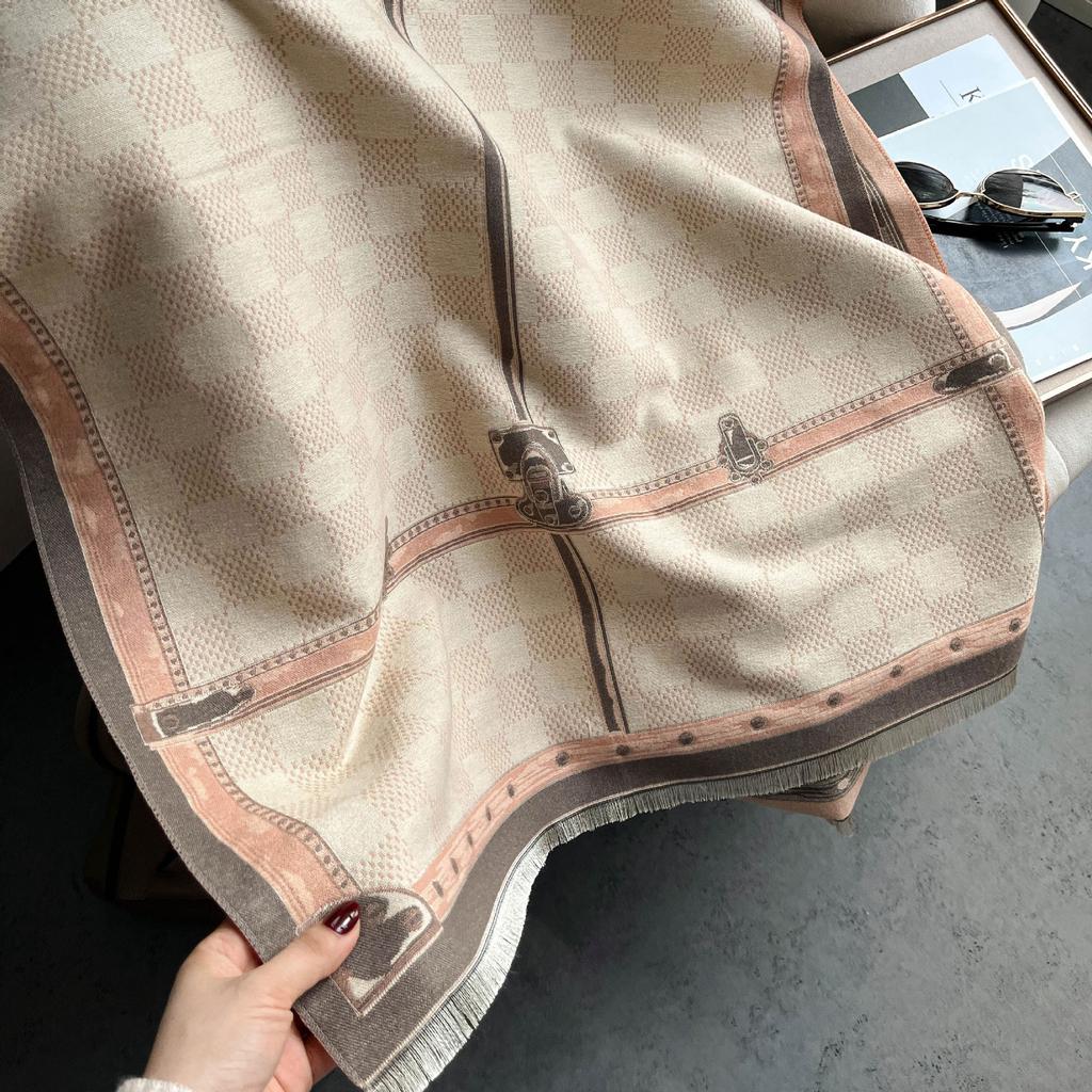 Kashmirimitation Rutig Halsduk Damernas Franskad Sjal Kall Och Varm Halsduk