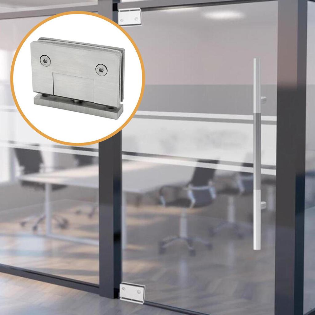 Glass Door Hinge Bathroom Gate Clamp Stainless Steel 90 Degree Positioning, Functional Cabinet