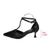2025 New Slimming T-shaped Pumps Women Sexy Thick Heel Pointed Mid Heel Single Shoes Stain Summer Shallow Party Dress Shoe