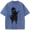 Trash Panda Raccoon Printed Trendy Tshirt Men Casual Cotton Short Sleeve T-shirts Of High-Quality Washed Old Tshirt