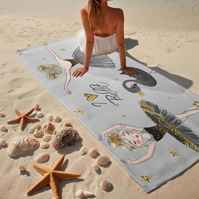 Ballerina And Swan Dance Beach Towel, Super Soft Microfiber, Gift for Her/Him, Birthday, for Pool, Beach, Travel, Home Decor Fan gifts