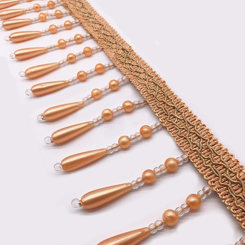 12M Curtain Beads Lace Tassel DIY Curtain Mantle Head Decor Accessories Imitation Pearl Beaded Fringe Lace Trim Upholstery