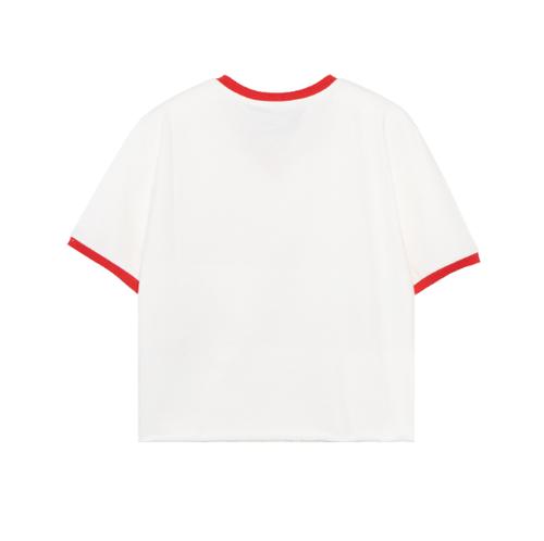 Gucci X SS22 Koszulka Cropped z Nadrukiem LOGO Damska Biała