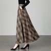 New Woolen Plaid Skirt for Women Mid-length Autumn and Winter Slimming High-waisted A-line Skirt Casual Long Skirt