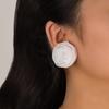 1 Paar weiße Stoff-Rosenblüten-Steckohrringe, eleganter Ohrschmuck im französischen zarten Stil