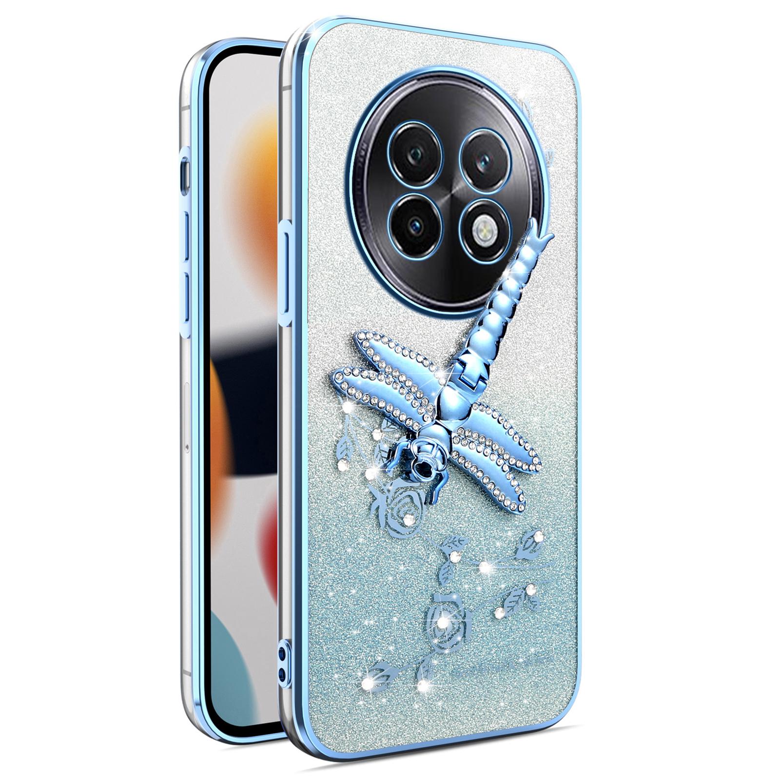 

KADEM For Realme Realme 13+ 5G/13 Pro 5G (China) Case Dragonfly Kickstand TPU Flowers Glitter Phone Cover C