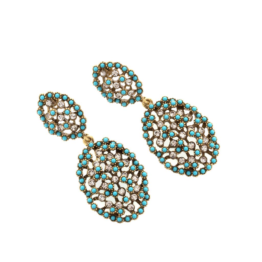 Premium Light Luxury Full Diamond Green Pine Rhinestone Earrings Jewelry Earrings Earrings