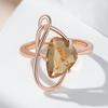 Brown Natural Zircon Ethnic Bridal Ring For Women Fashion Geometry  Rose Gold Color High Quality Daily Fine Jewelry