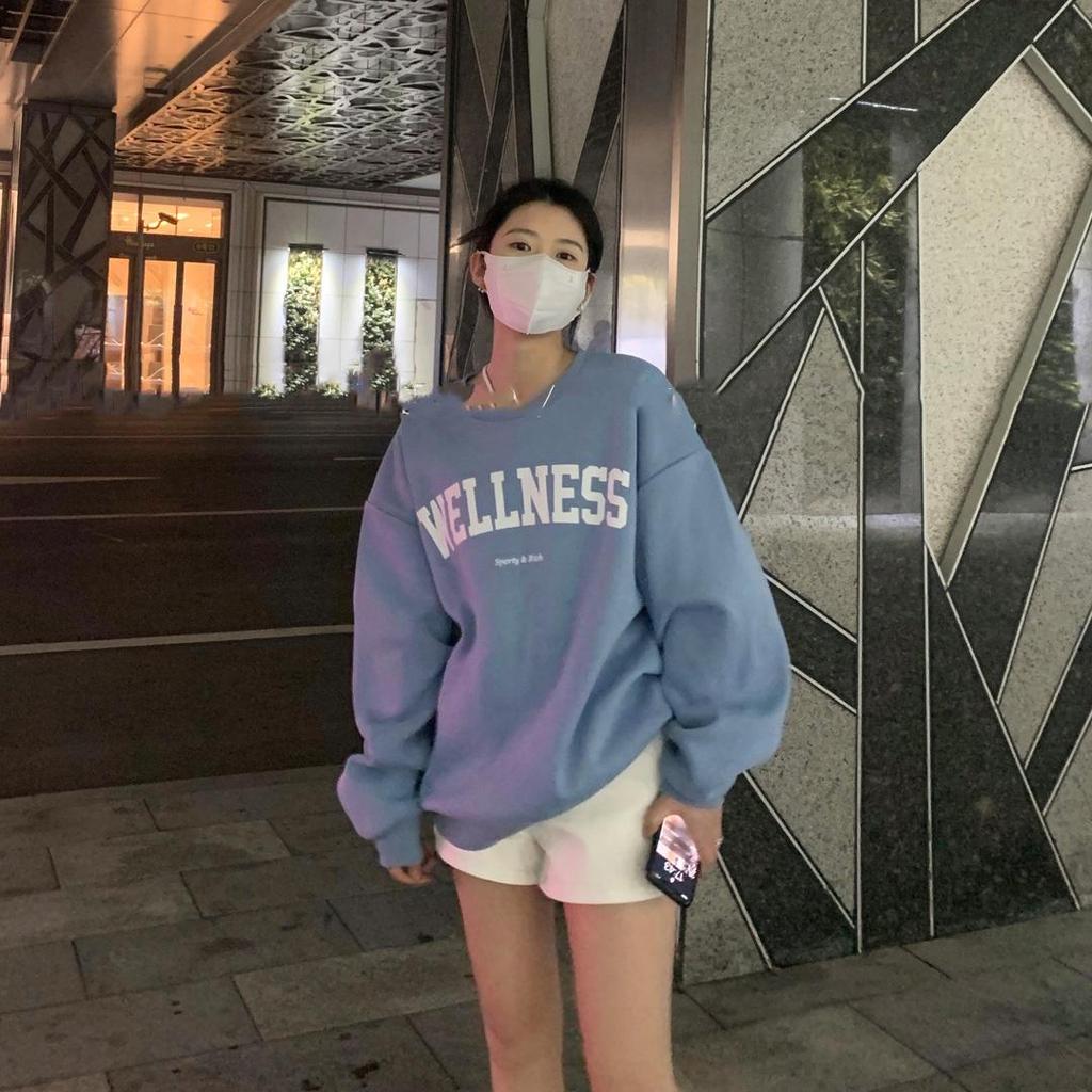 Frauen Langarm O Hals lose Pullover weibliche Tops einfarbig Sweatshirts