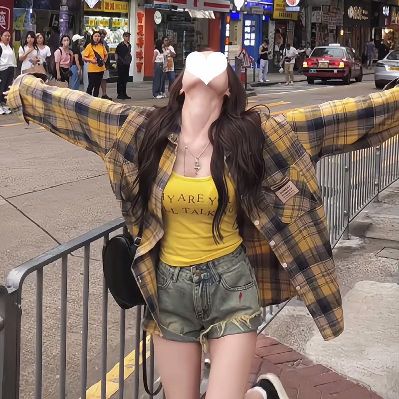 2024 Women's Retro Green Plaid Shirt Jacket - Spring/Autumn Design