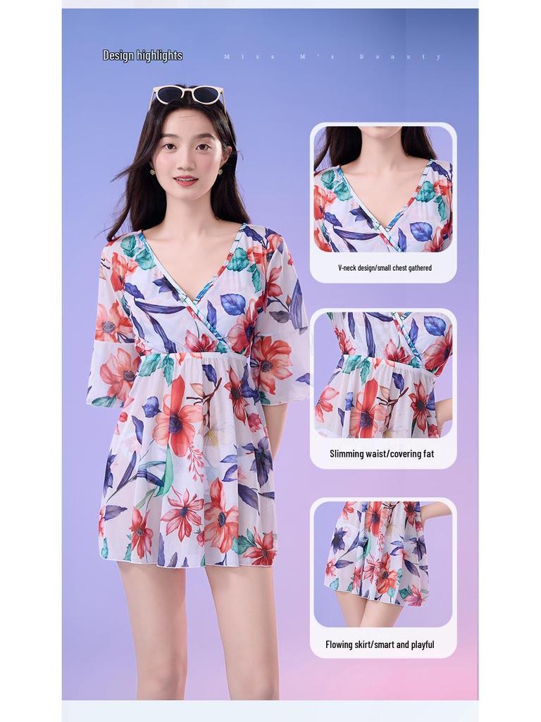 High-End Sun Protection Three-Piece Bikini Set with Cover-Up for Women