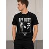 Men's Black Short Sleeve Crew Neck Tee with Vintage Movie Duo Graphic, Relaxed Fit Soft Cotton Feel for Casual Daily Wear