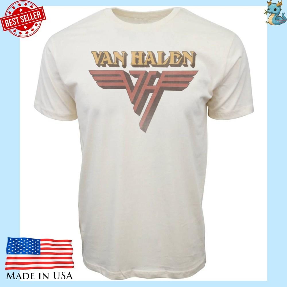 Van Halen Logo T-Shirt Vintage Rockband Grafik-T-Shirt Klassischer Nachdruck Weißes Unisex-T-Shirt