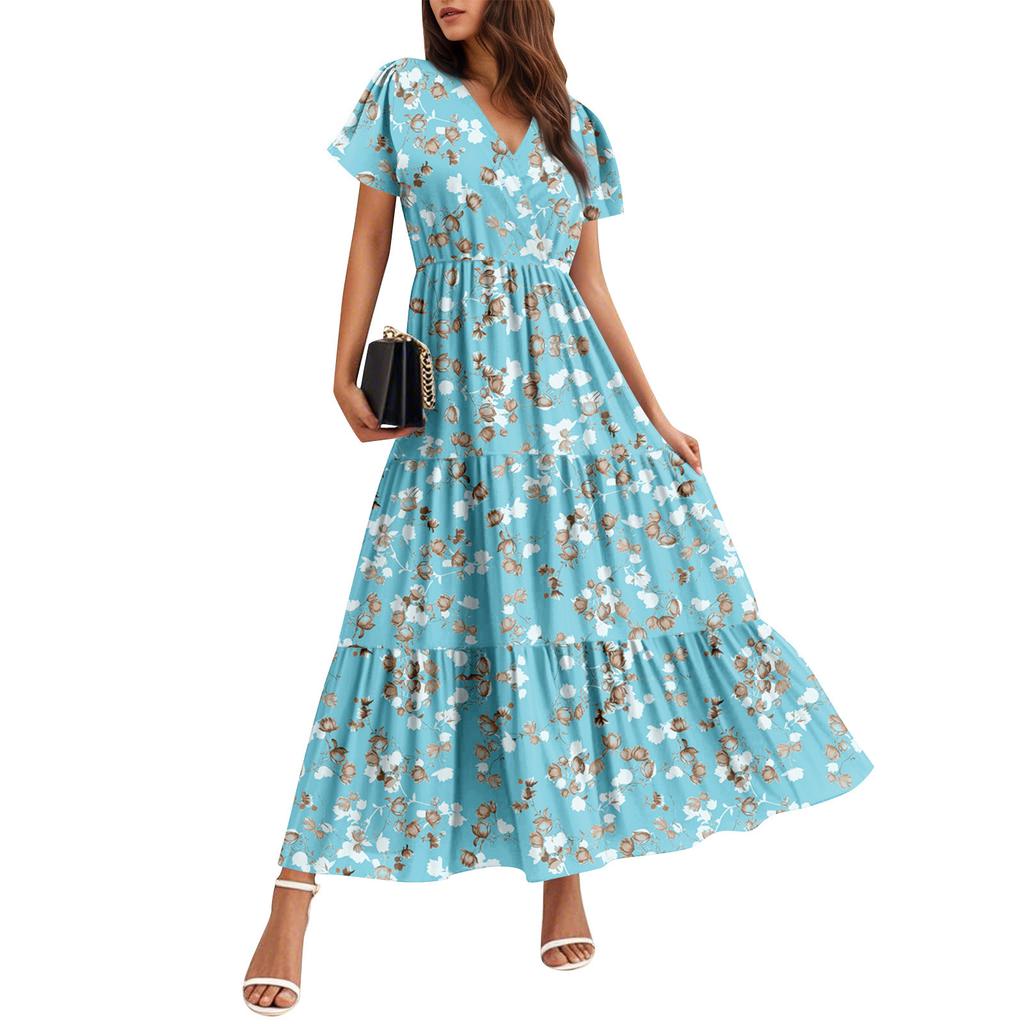 Women's Flowy Dresses Women's Summer Dresses Casual Short Sleeve Maxi Dresses Formal Maxi Dresses