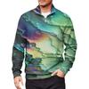 Men's Loose Casual 1/4 Zip Sweatshirt Fashion Printed Long Sleeve Top With Pockets