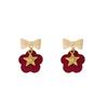 Christmas Dress Up Accessories Silver Needle Flannel Bow Earrings Niche Sweet Stud Earrings High-end Earrings Women