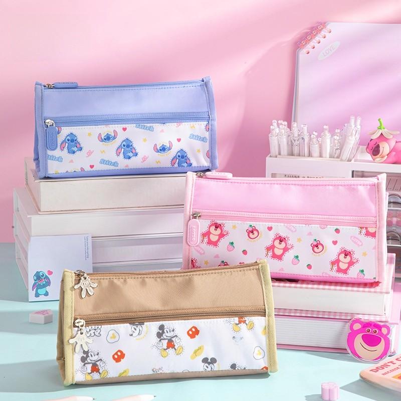 Series Lotso And Mickey Print Design Pencil Case Large Capacity Stationery Organizer For Students