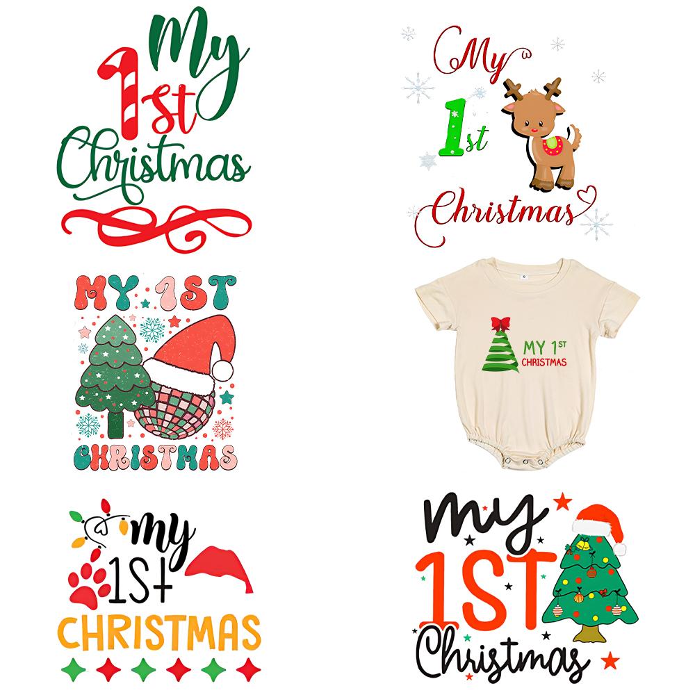 Mein Erstes Weihnachten Wärmeübertragungsaufkleber Weihnachten Thema Aufnäher für Nähzubehör DIY Kleidung Aufkleber Aufnäher
