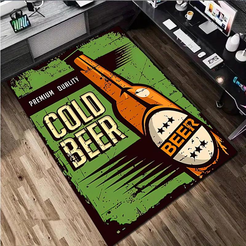 1Pc Beer Print Rug - Home Decoration Carpet For Living Room Bedroom Flooring Computer Chair Area Rug