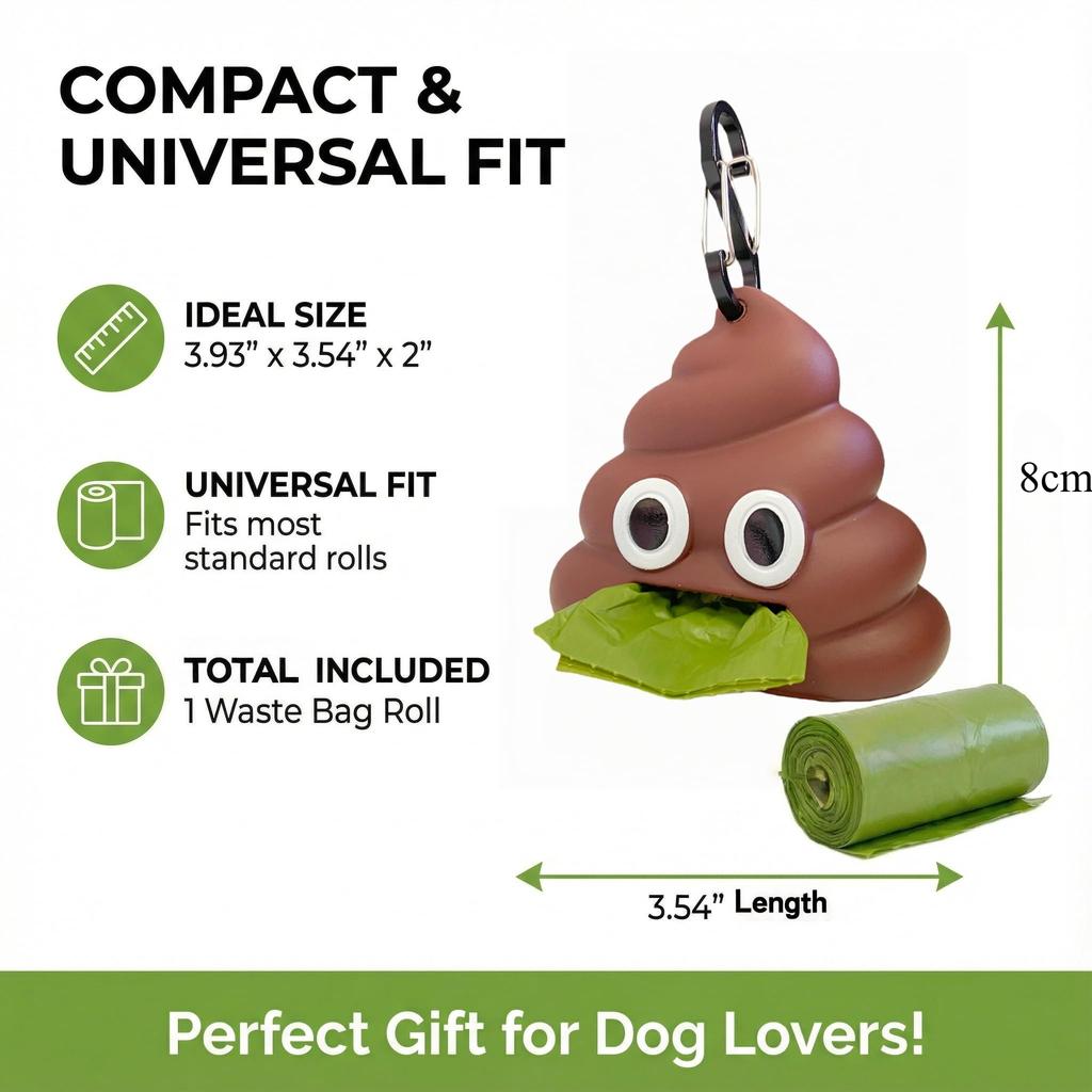 Portable Silicone Dog Waste Bag Dispenser with Carabiner Clip - Convenient Pet Poop Bag Holder for Outdoor Cleaning and Travel -