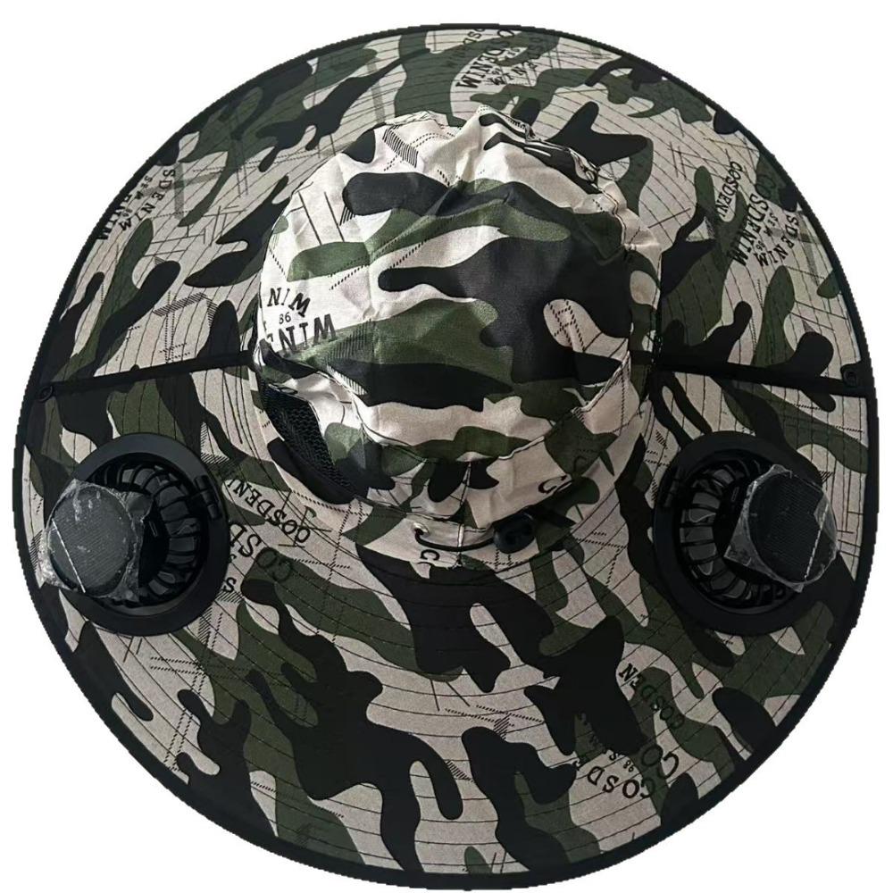 UV Protection Solar Fan Bucket Hat, Outdoor Fishing Sun Protection Cooling Fisherman Cap