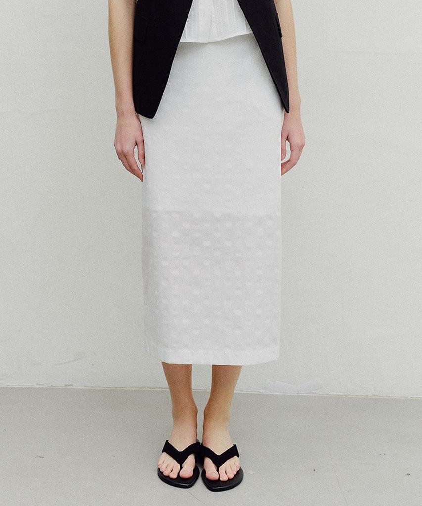 Enor Striped Dot Long Skirt - White