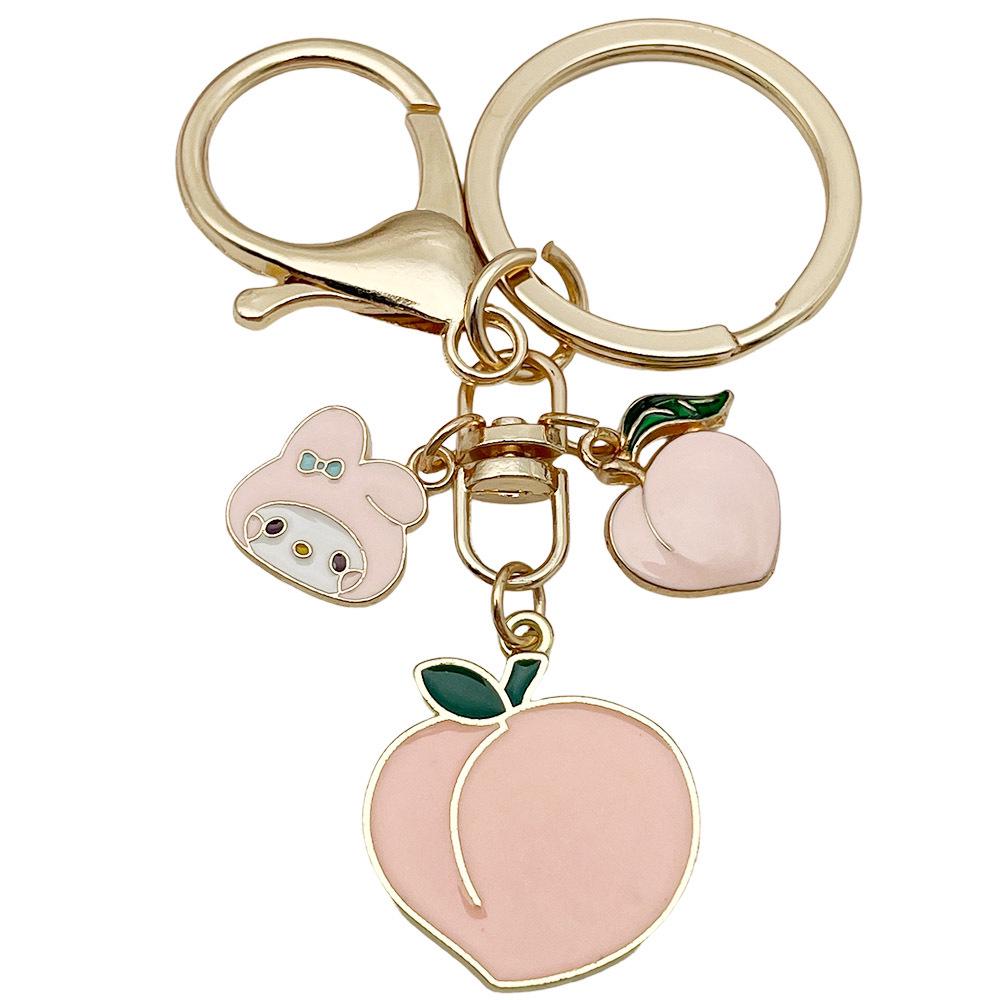 Korean Cartoon-Style Fruit Keychain Ornament: Peach, Avocado, Lemon Design