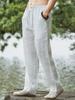 Linen Pants Men's Summer Breathable Cotton Hemp Wide Leg Casual Pants
